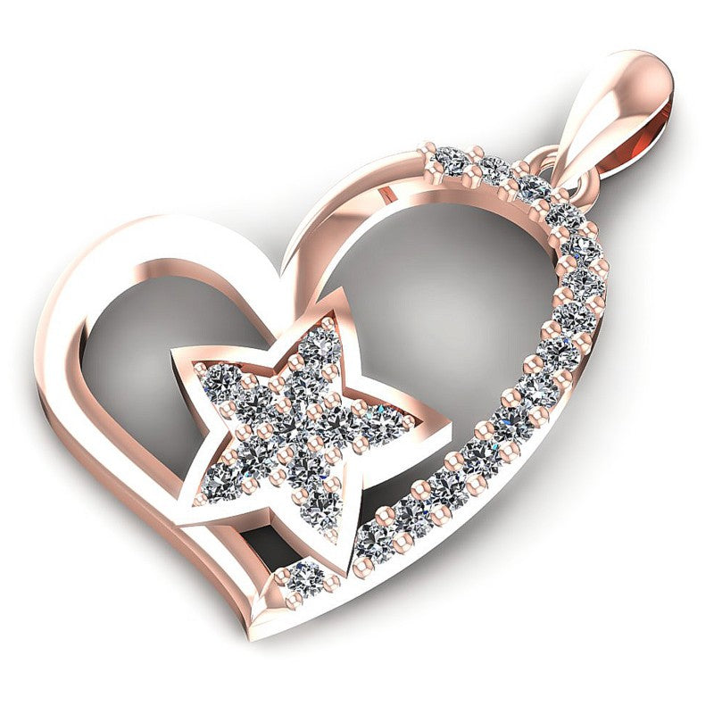 Round Diamonds 0.25CT Heart Pendant in 18KT Rose Gold