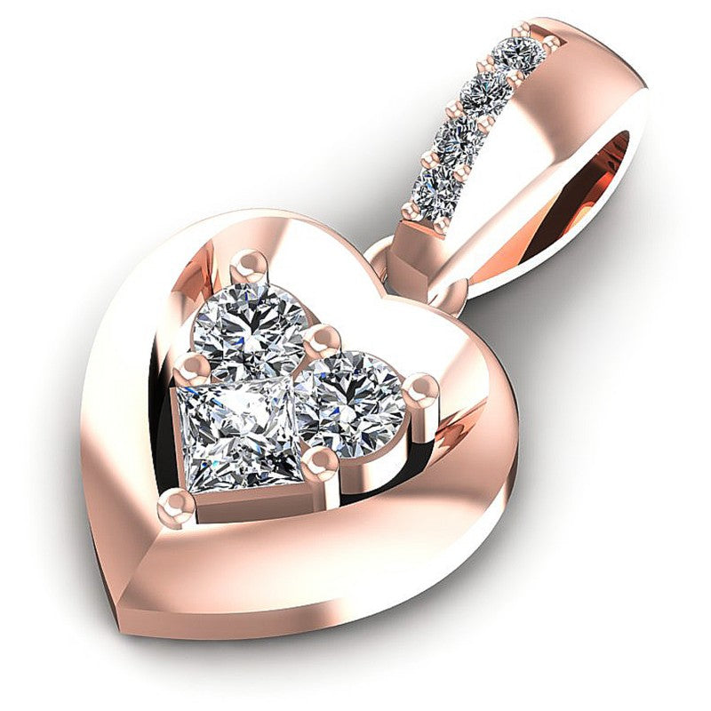 Astonishing Princess and Round Diamonds 0.25CT Heart Pendant