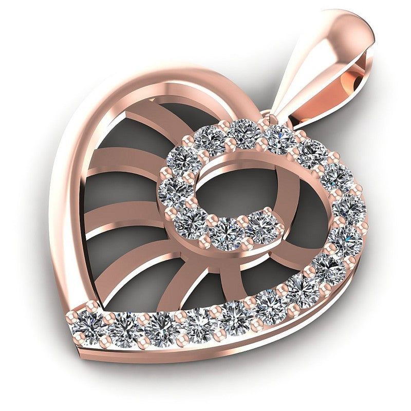 Round Diamonds 0.50CT Heart Pendant in 18KT Rose Gold