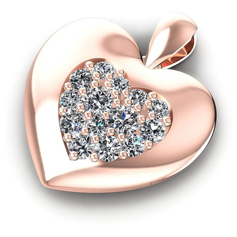 Round Diamonds 0.45CT Heart Pendant in 18KT Rose Gold