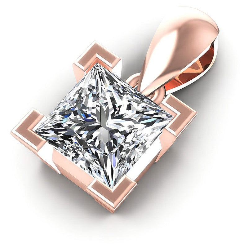 Princess Diamonds 0.35CT Solitaire Pendant in 18KT Rose Gold