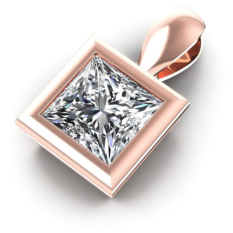 Princess Diamonds 0.35CT Solitaire Pendant in 18KT Rose Gold