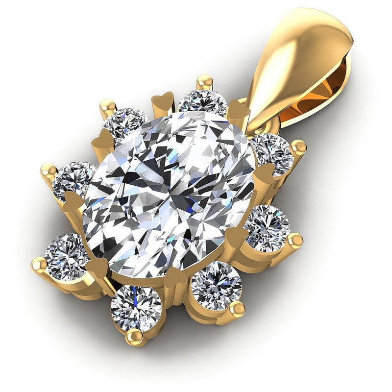 Round And Oval Cut Diamonds Fashion Pendant in 14KT Rose Gold