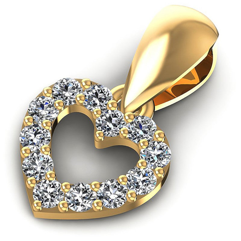 Round Diamonds 0.15CT Heart Pendant in 14KT Rose Gold