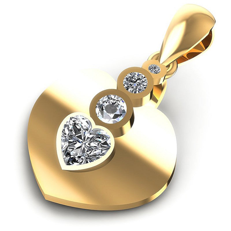 Chic Round and Heart Diamonds 0.45CT Heart Pendant