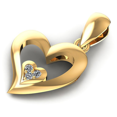 Round Diamonds 0.05CT Heart Pendant in 14KT Rose Gold