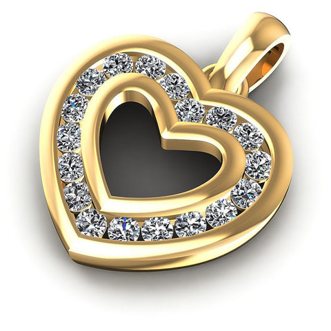 Round Diamonds 0.20CT Heart Pendant in 14KT Rose Gold