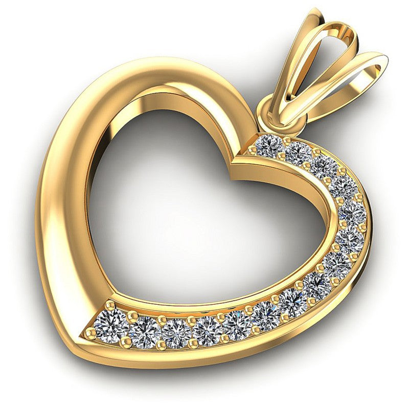 Round Diamonds 0.25CT Heart Pendant in 14KT Rose Gold