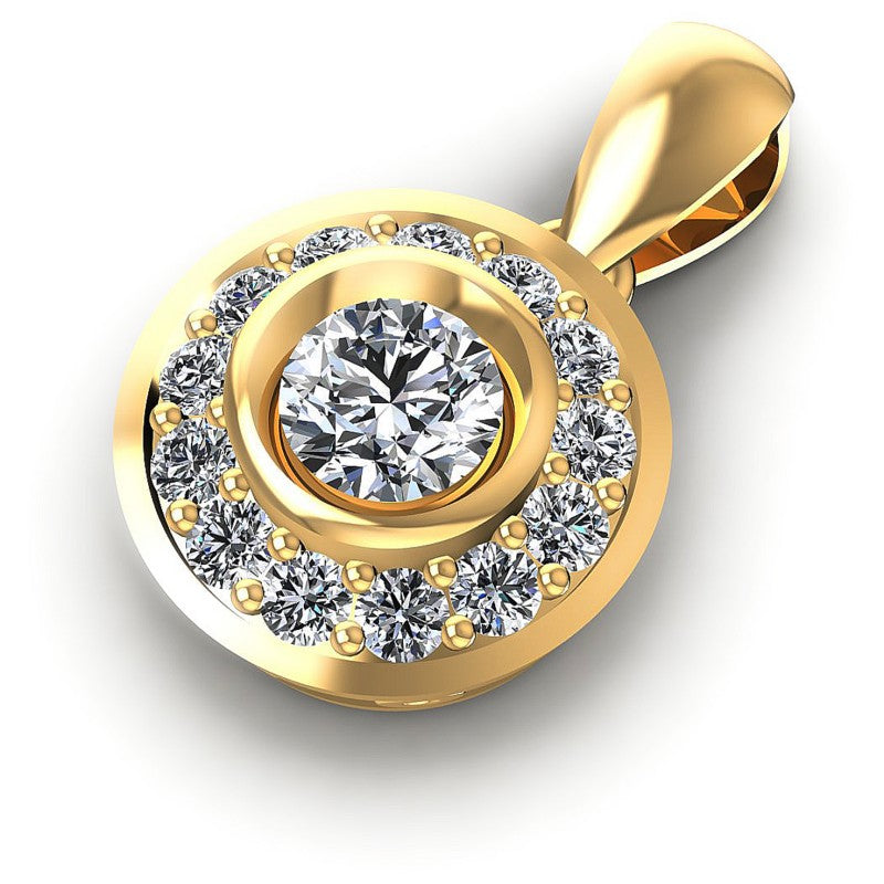 Round Diamonds 0.50CT Halo Pendant in 14KT Rose Gold