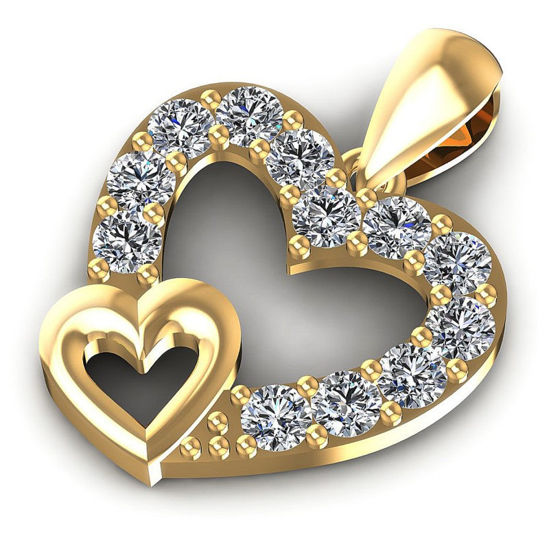 Elegant Round Diamonds 0.45CT Heart Pendant