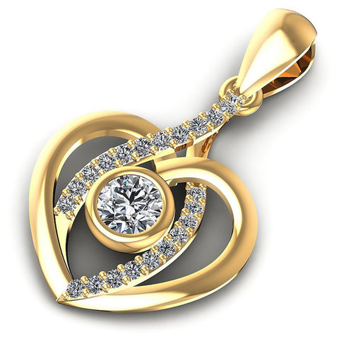 Round Diamonds 0.35CT Heart Pendant in 14KT Rose Gold