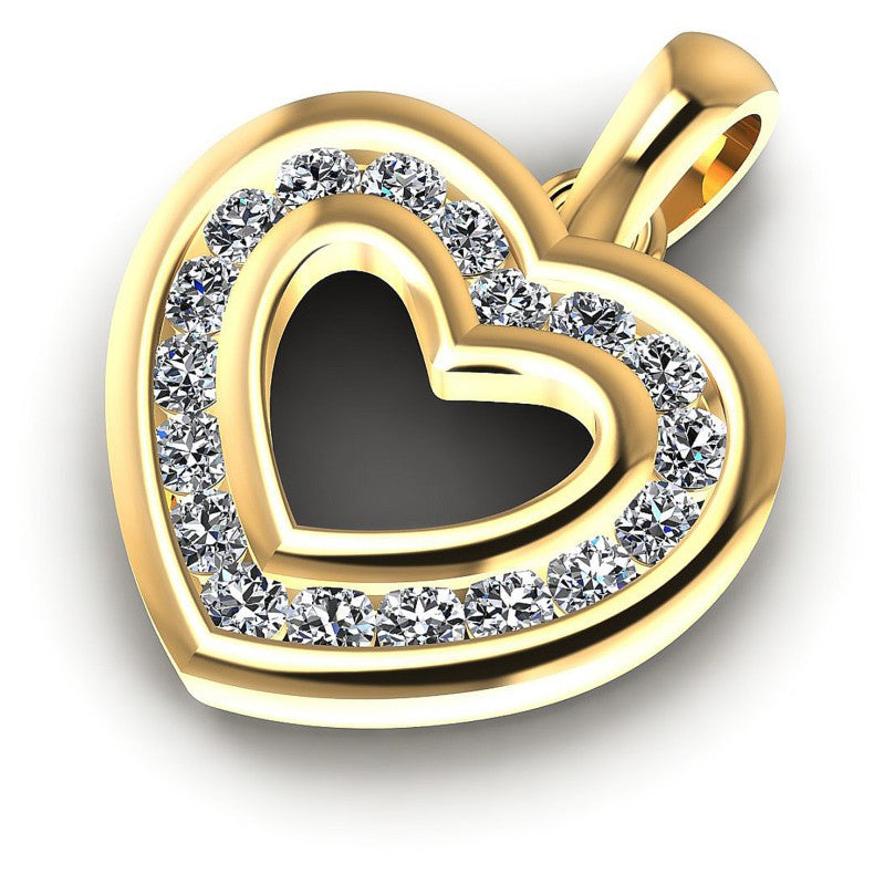 Round Diamonds 0.25CT Heart Pendant in 14KT Rose Gold