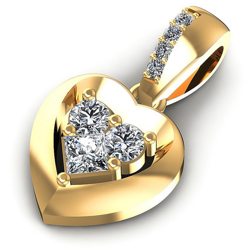 Astonishing Princess and Round Diamonds 0.25CT Heart Pendant