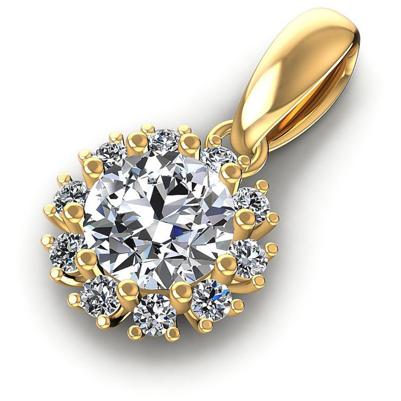 Round Diamonds 0.65CT Halo Pendant in 14KT Rose Gold