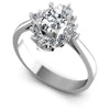 Oval And Princess And Round Cut Diamonds Halo Ring in 14KT White Gold