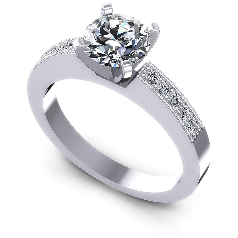 Round Cut Diamonds Antique Ring in 14KT White Gold