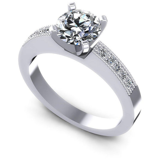 Round Cut Diamonds Antique Ring in 14KT White Gold