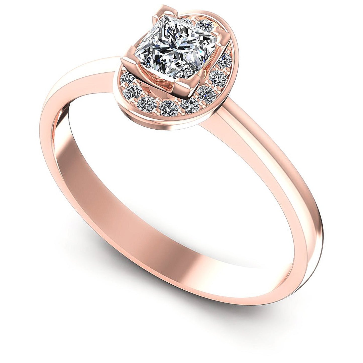 0.45CT Princess And Round  Cut Diamonds Engagement Rings