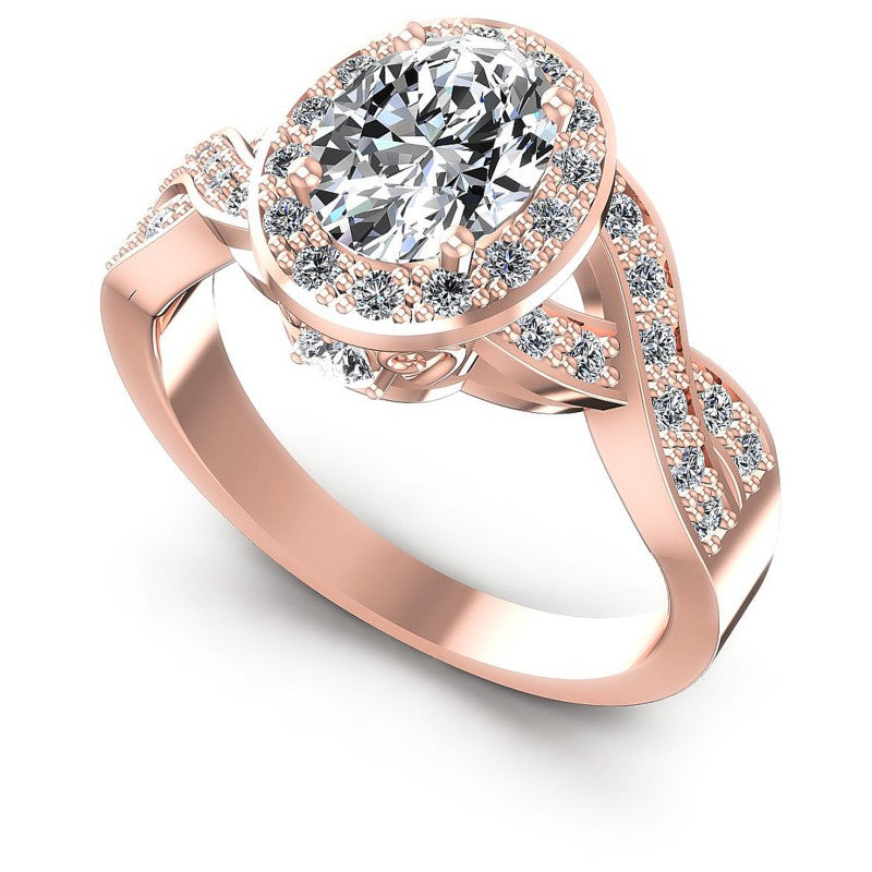 Round and Oval Diamonds 0.80CT Halo Ring in 18KT White Gold
