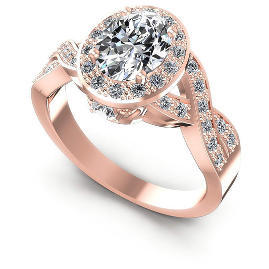 Round and Oval Diamonds 0.80CT Halo Ring in 18KT White Gold