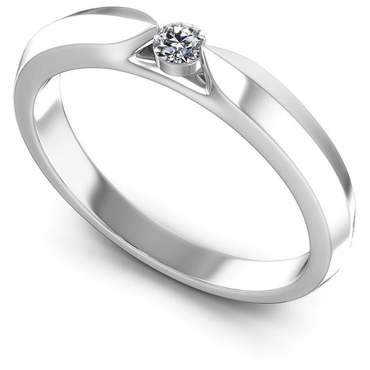 Round Diamonds 0.10CT Solitaire Ring in 14KT White Gold