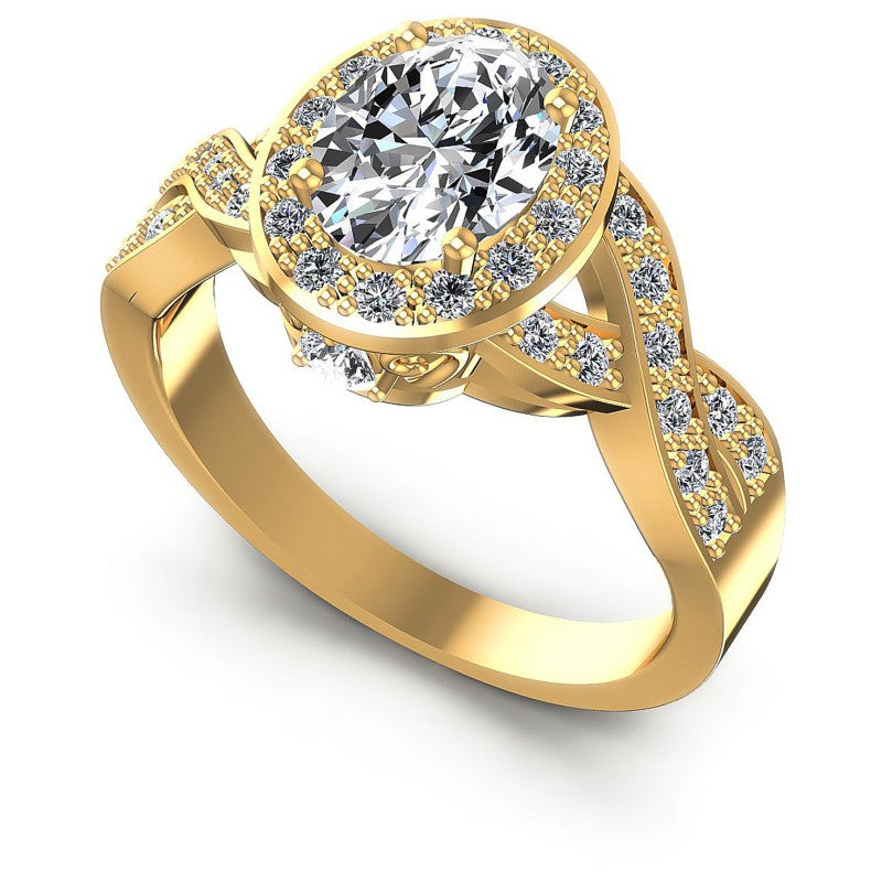 Round and Oval Diamonds 0.80CT Halo Ring in 14KT White Gold