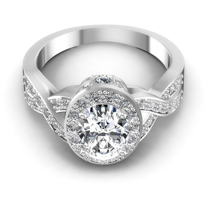 Round and Oval Diamonds 0.80CT Halo Ring in 14KT Yellow Gold