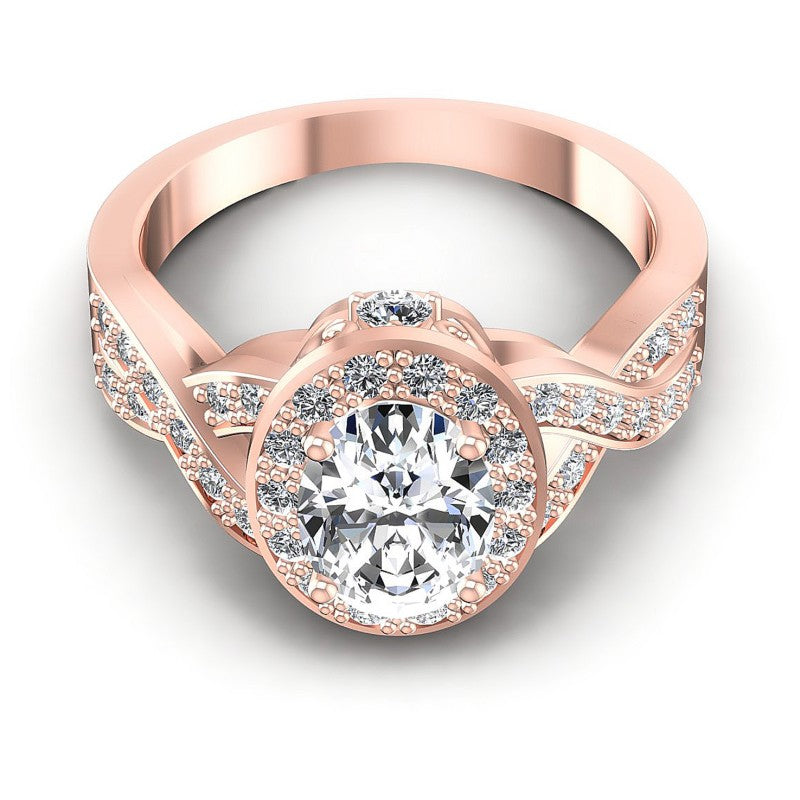 Round and Oval Diamonds 0.80CT Halo Ring in 18KT Yellow Gold