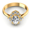Oval And Princess And Round Cut Diamonds Halo Ring in 14KT Yellow Gold