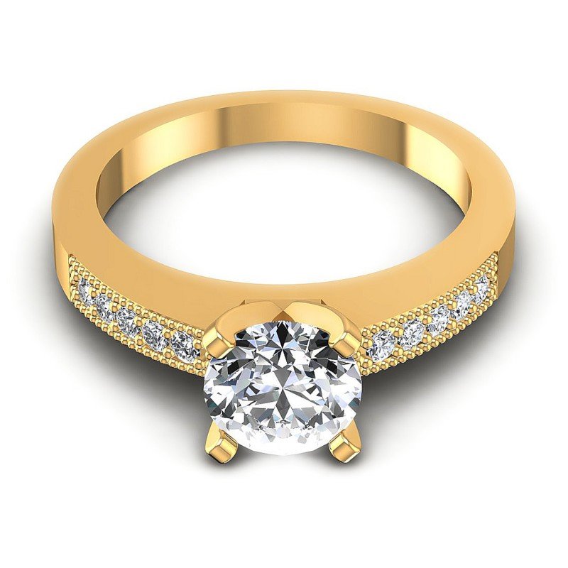 Round Cut Diamonds Antique Ring in 14KT Yellow Gold