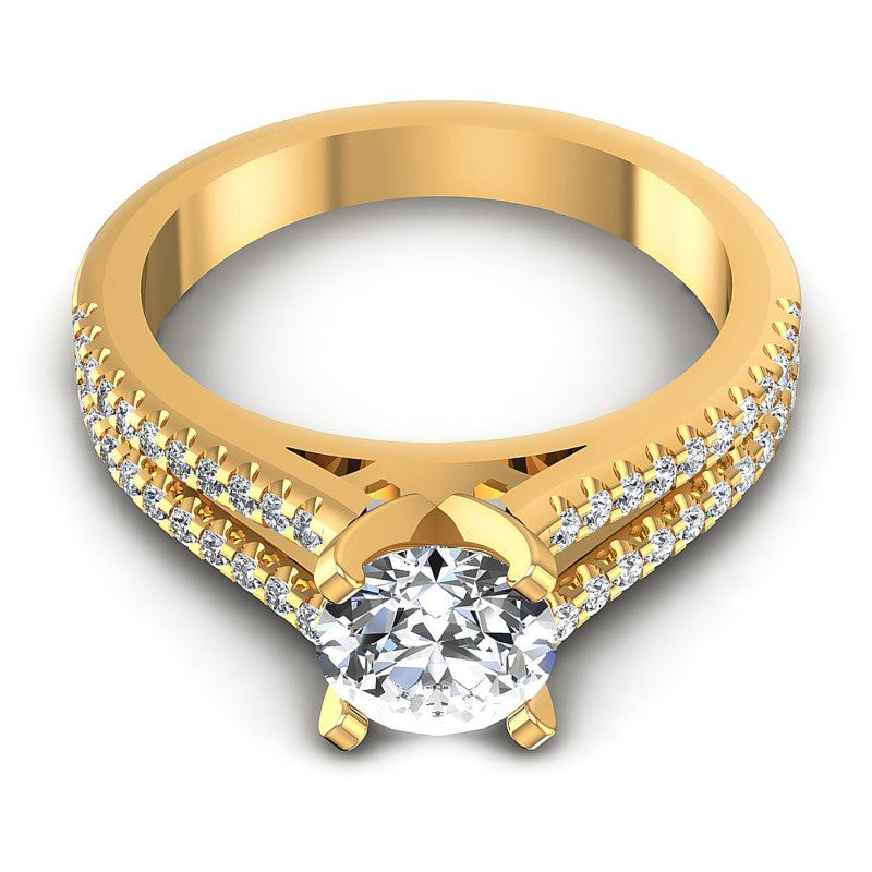 Round Diamonds 0.75CT Engagement Ring in 14KT Yellow Gold