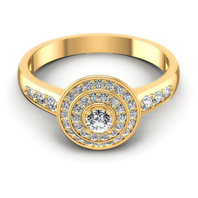 Round Diamonds 0.55CT Halo Ring in 14KT Yellow Gold