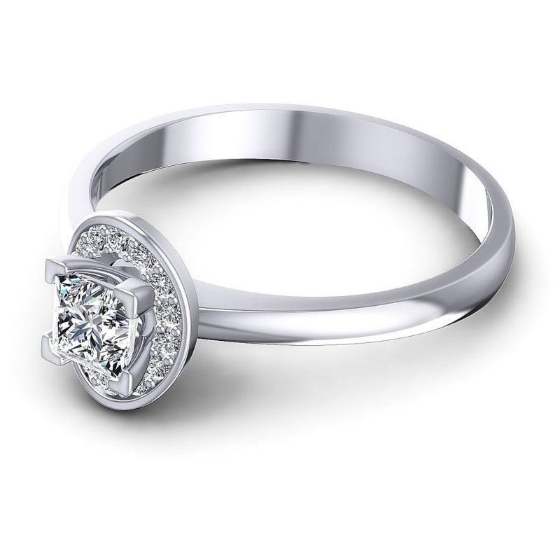 Princess and Round Diamonds 0.45CT Engagement Ring in 14KT Rose Gold