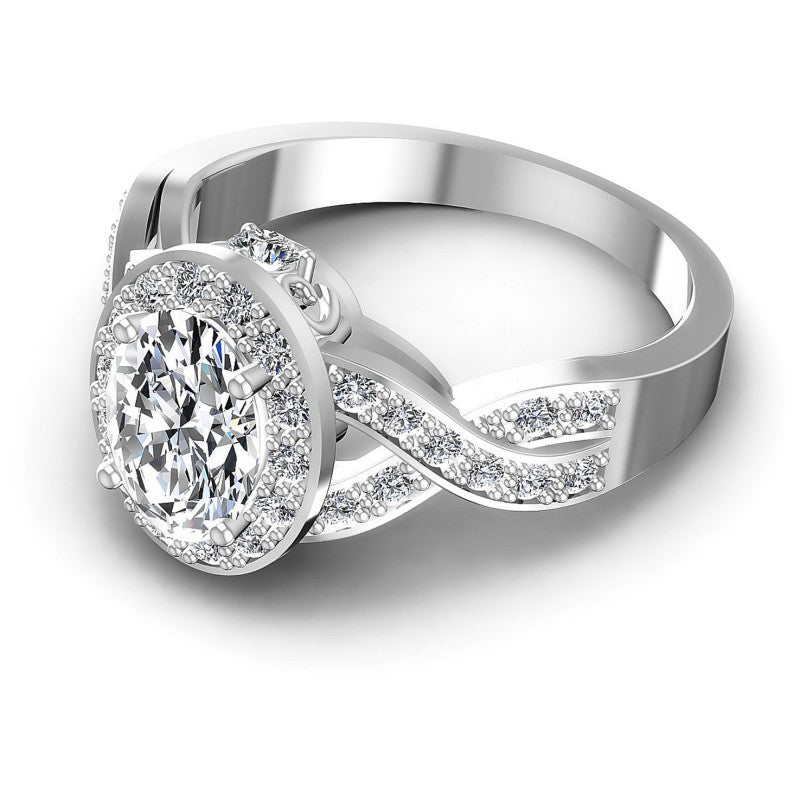 Round and Oval Diamonds 0.80CT Halo Ring in 14KT Rose Gold