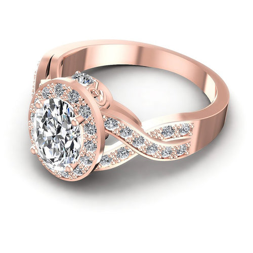 Round and Oval Diamonds 0.80CT Halo Ring in 18KT Rose Gold