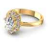 Oval And Princess And Round Cut Diamonds Halo Ring in 14KT Rose Gold