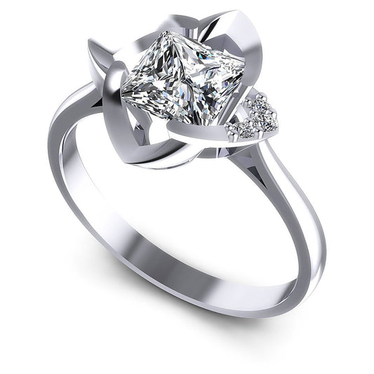 0.45CT Princess And Round  Cut Diamonds Engagement Rings