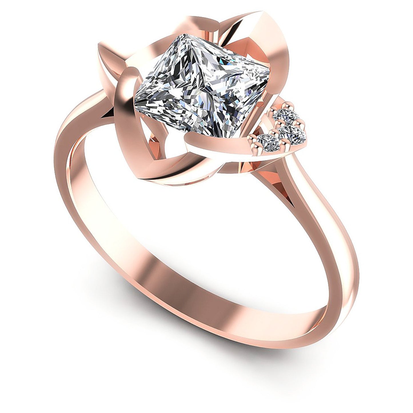 0.45CT Princess And Round  Cut Diamonds Engagement Rings