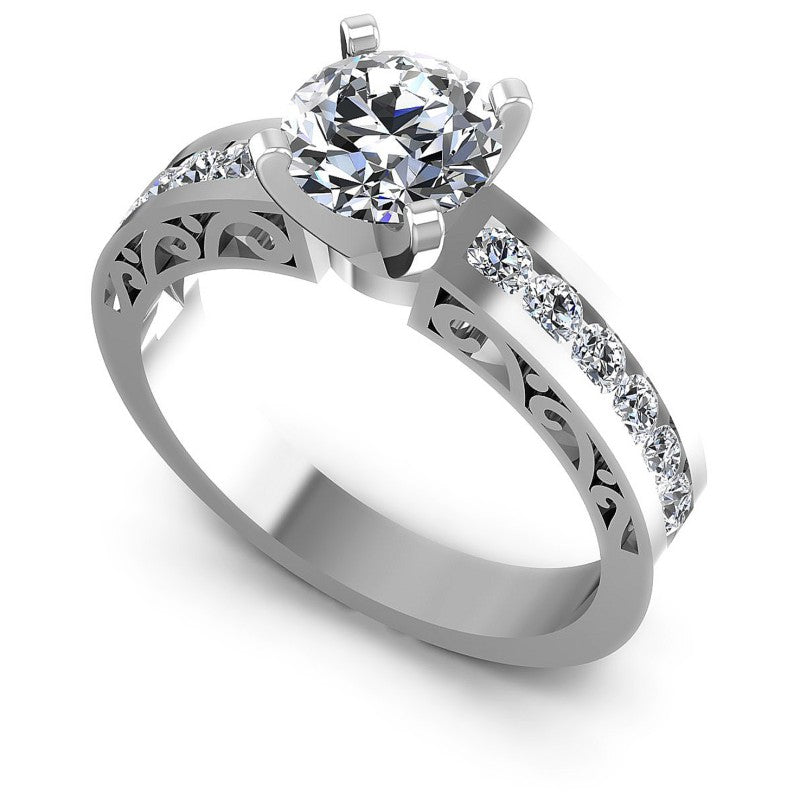 Round Diamonds 0.85CT Engagement Ring in 14KT White Gold