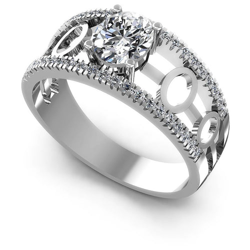 Round and Oval Diamonds 0.65CT Engagement Ring in 14KT White Gold
