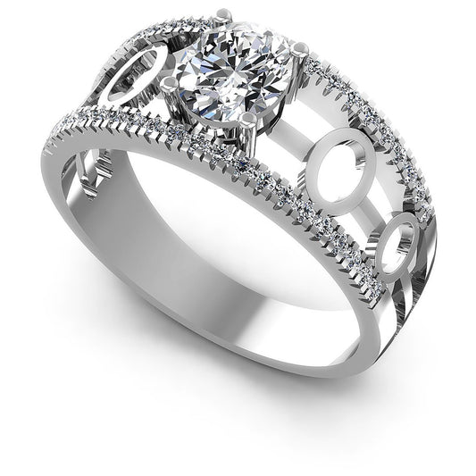 0.65CT Oval And Round  Cut Diamonds Engagement Rings