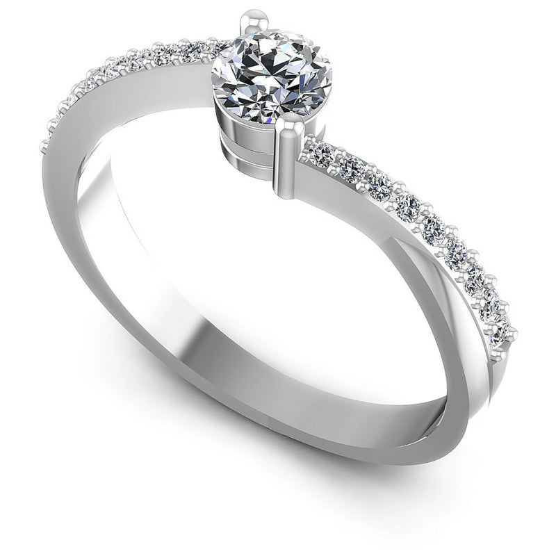 Round Cut Diamonds Engagement Ring in 14KT White Gold