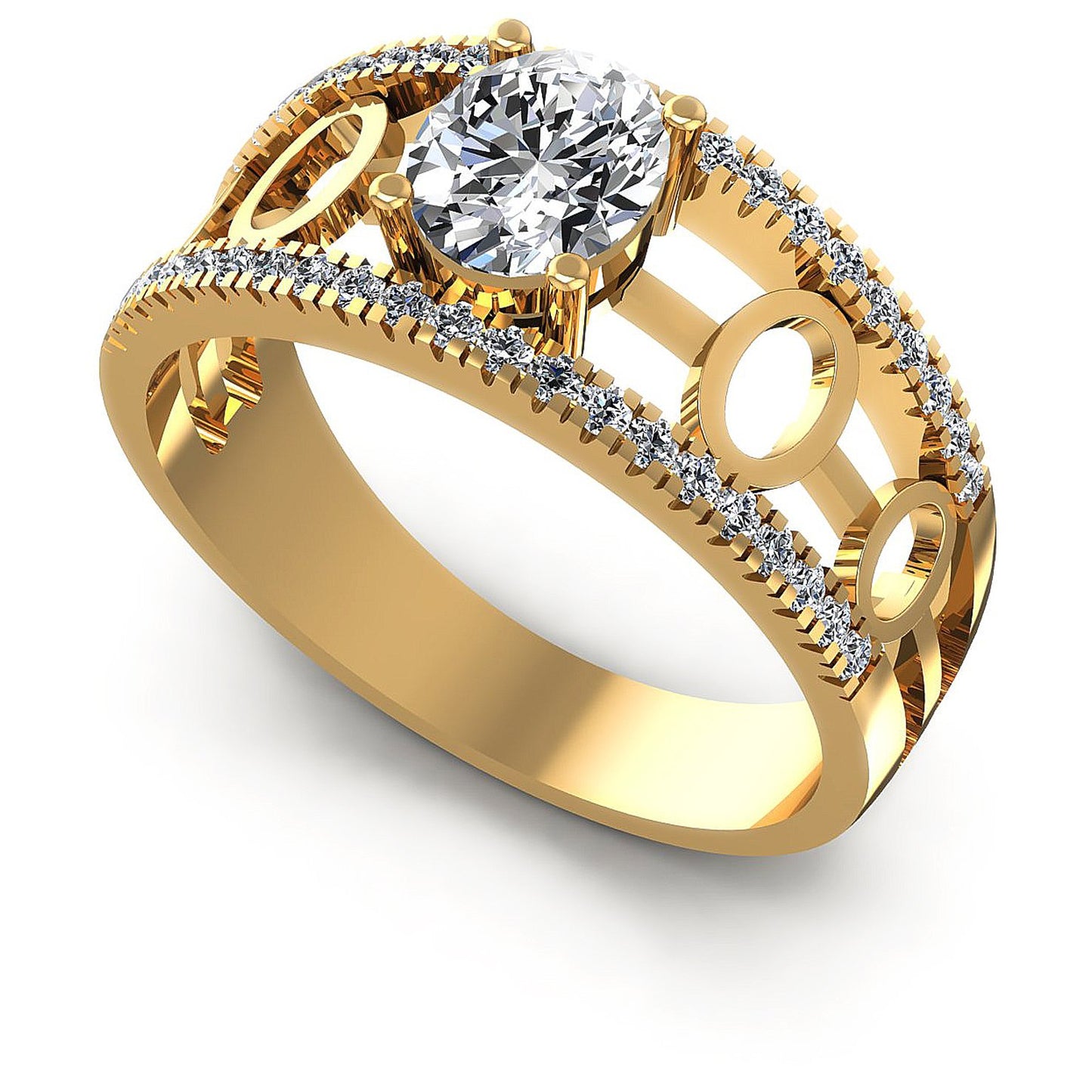 0.65CT Oval And Round  Cut Diamonds Engagement Rings