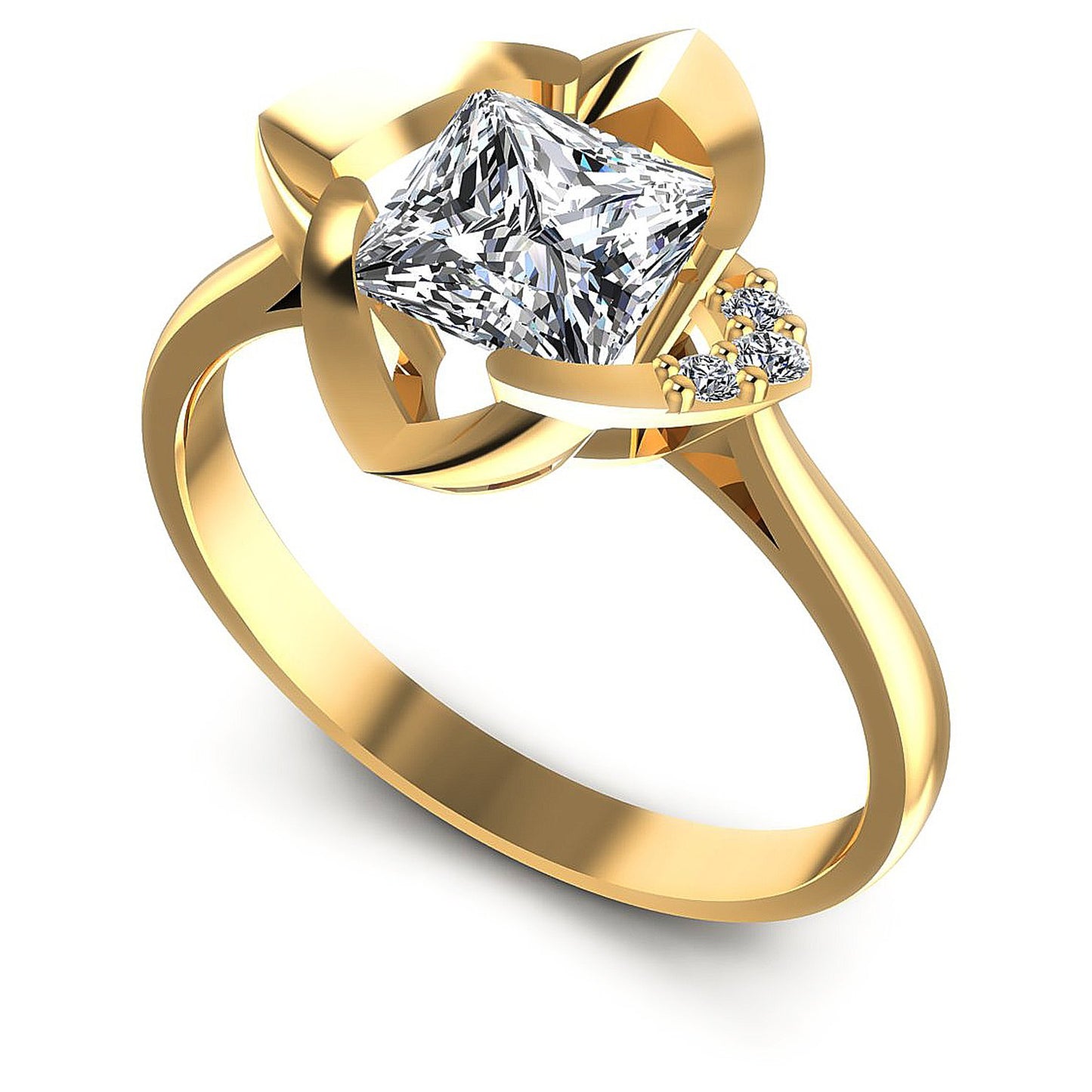 0.45CT Princess And Round  Cut Diamonds Engagement Rings