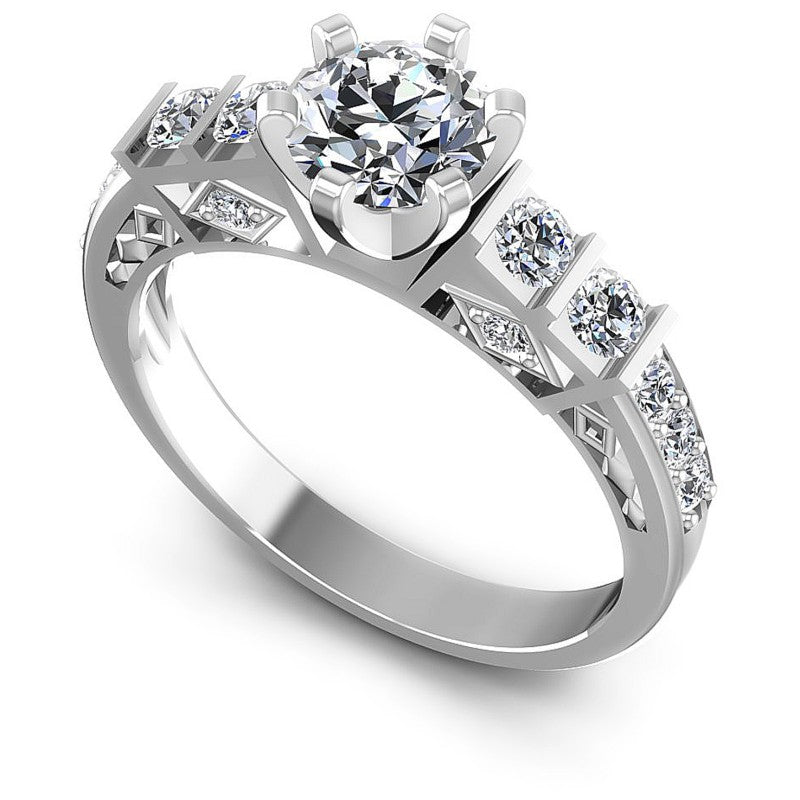 Round Diamonds 0.85CT Engagement Ring in 14KT White Gold