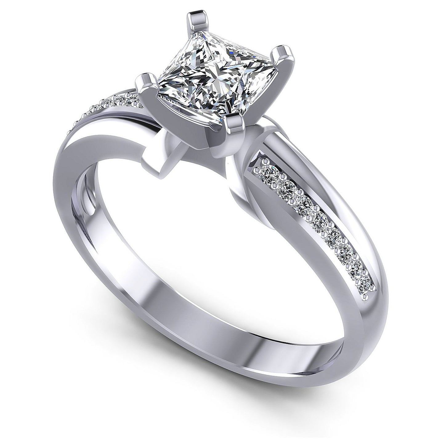 0.45CT Princess And Round  Cut Diamonds Engagement Rings