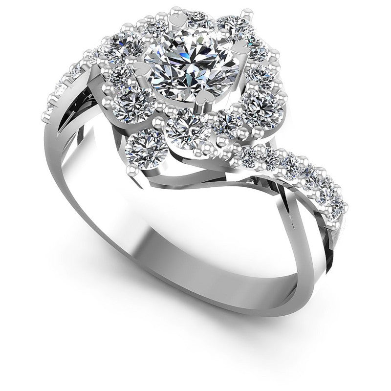 Round Diamonds 1.30CT Halo Ring in 14KT White Gold