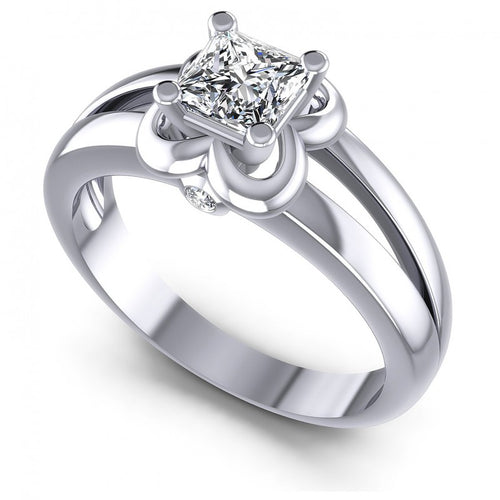 Princess and Round Diamonds 0.40CT Engagement Ring in 14KT White Gold