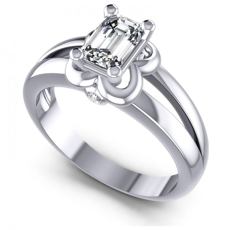Round and Emerald Diamonds 0.40CT Engagement Ring in 14KT White Gold