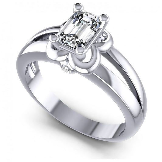 Round and Emerald Diamonds 0.40CT Engagement Ring in 14KT White Gold